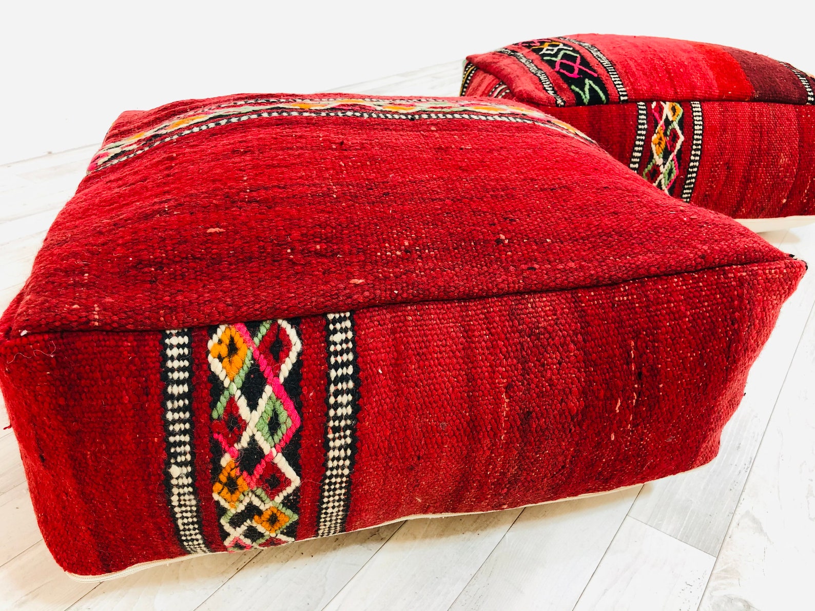 Amazing Red Floor Pillows_woven Pillow Cover_vintage Killim Etsy