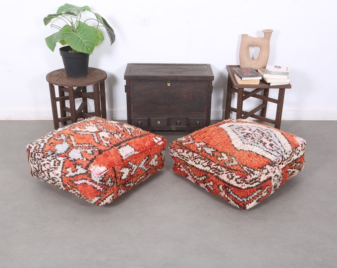 Wonderful pouf-Handmade Berber Pouf-Moroccan Ottoman Floor Cushion 24" 24" 8"