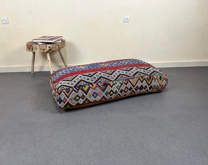 Rectangular floor cushion vintage floor pouf sofa couch 48" x 24" x 8" FREE SHIPPING
