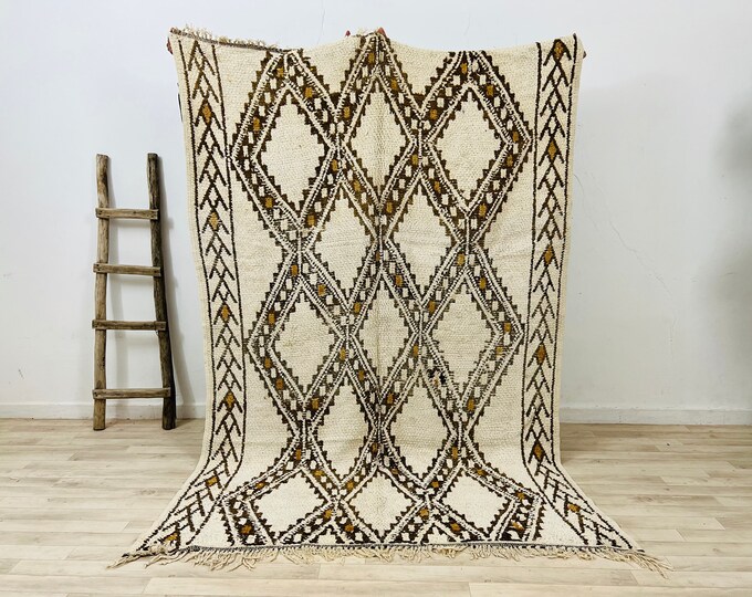 Moroccan Old Rug-Vintage Rug-Area Wool Rug-Berber Wool Rug-Tribal Rug 8 x 5.2FT