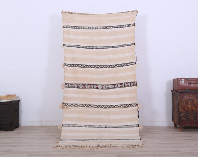 Traditional kilim design,Moroccan kilim rug,vintage patterns kilim 7.3ft x 3.6ft
