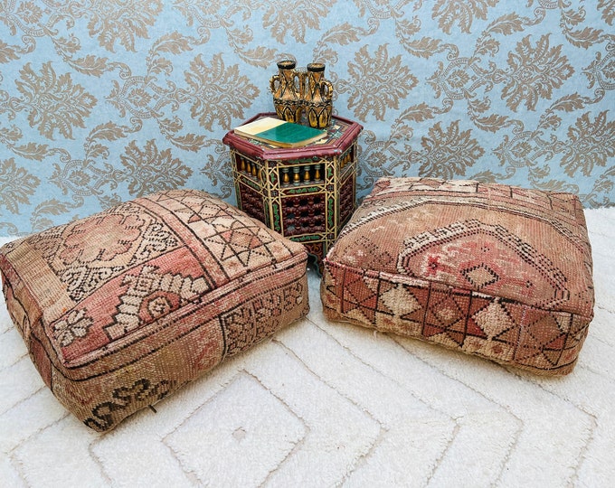 Vintage floor cushion handmade berber loor cushions ottoman seat pillow 24"24"8"
