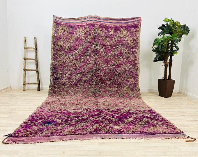 Awesome colors vintage rug,hot pink area rug,handmade wool rug,Moroccan style rug 12feet x  7feet/free gift wrapping