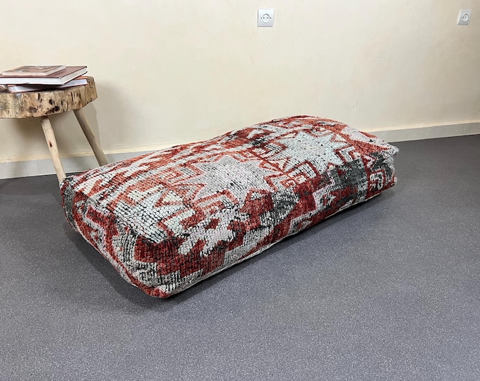 Rectangular floor cushion vintage floor pouf sofa couch 48" x 24" x 8" FREE SHIPPING