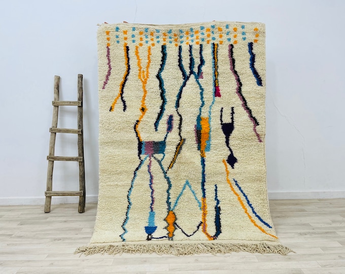 5x6.6FT Moroccan Wool Rug Colorful Rug,Berber Ethnic rug Knotted Rug