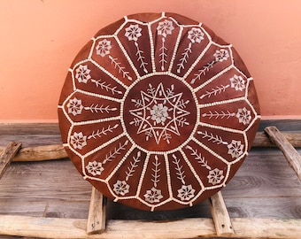 Marokkaanse lederen poef, ottomaanse voetenbank, luxe poef, home decor, insert beschikbaar, freeshipping