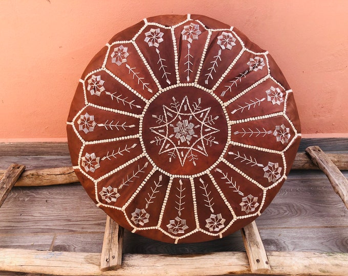 Moroccan leather pouf,ottoman foot stool,luxury pouf,home decor ,Insert available,freeshipping