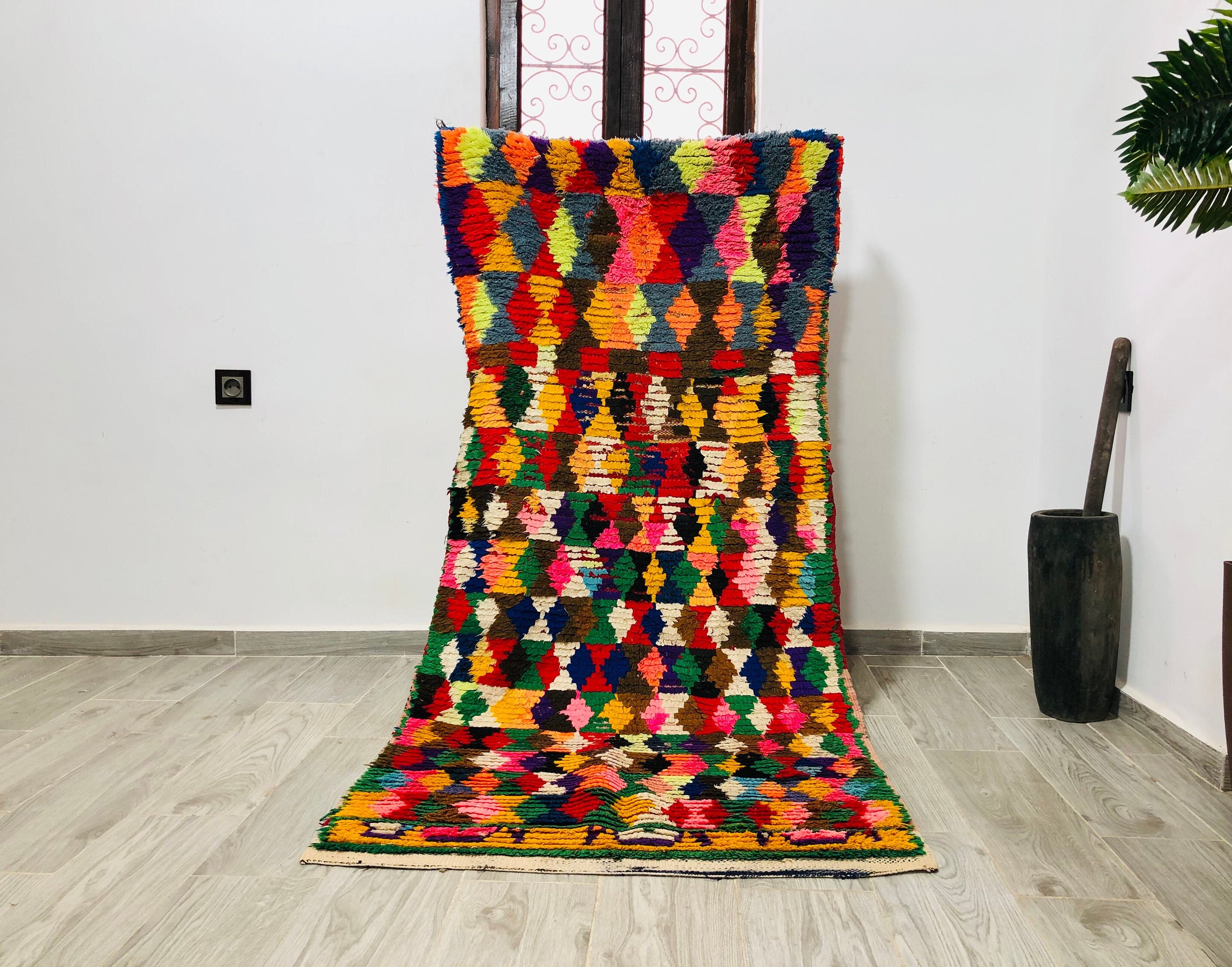 Gorgeous Boucherouite Rug 6Ft X 3Ft|Extra Moroccan Rug|Luxury Rug|Colorful Rug|Freeshipping