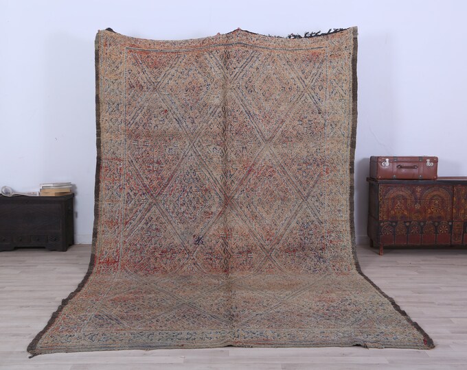 Large Moroccan Rug,Berber Wool Rug,Vintage Area Rug,Authentic Rug,Boho Berber Rug 10.9x 6.6 FEET