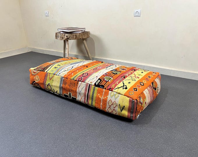 Rectangulare floor cushion vintage floor pouf ottoman pouffe 48" x 24" x 8" FREE SHIPPING