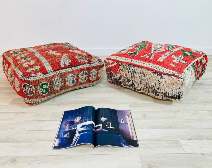 Bohemian Footstool Pouf_Ottoman Floor For Home decor_Cushion Covers 24"24"8"_Luxury Vintage kilim Pouf