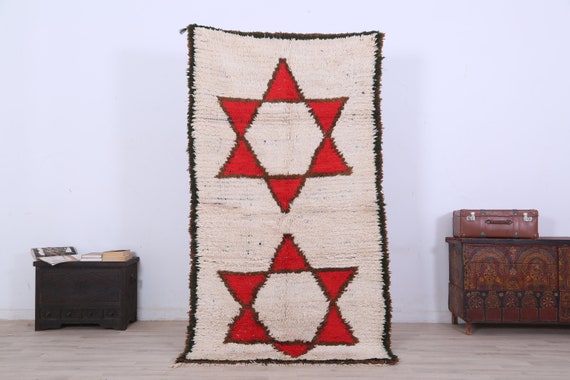 Abstract Rug Vintage Moroccan Rug,Tribal Wool Rug,Rug 6.9 x 3.6FEET