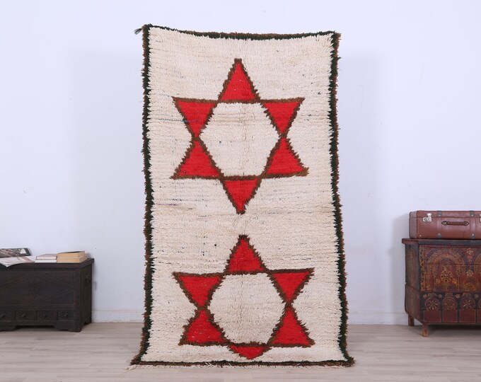 Abstract Rug Vintage Moroccan Rug,Tribal Wool Rug,Rug 6.9 x 3.6FEET