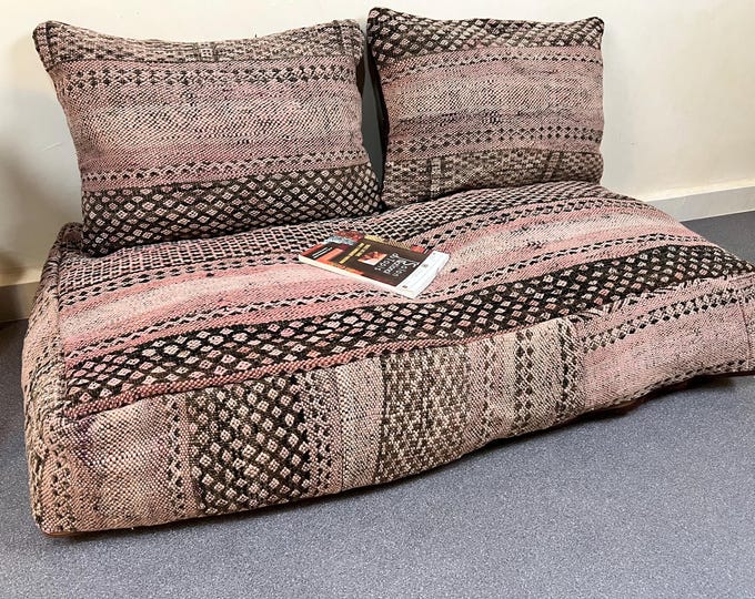 Moroccan large pouf with pillow covers deal for 2 pillow covers & 1 48" x 24" 8"/24" x 16" the import tax is included to USA