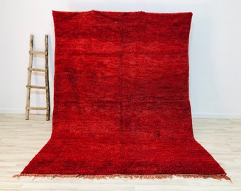 Solid Red Rug 8.7x6.5 feet-Moroccan Rug red-Area Rug-Azilal Beni Mguil Boujaad rug-freeshipping