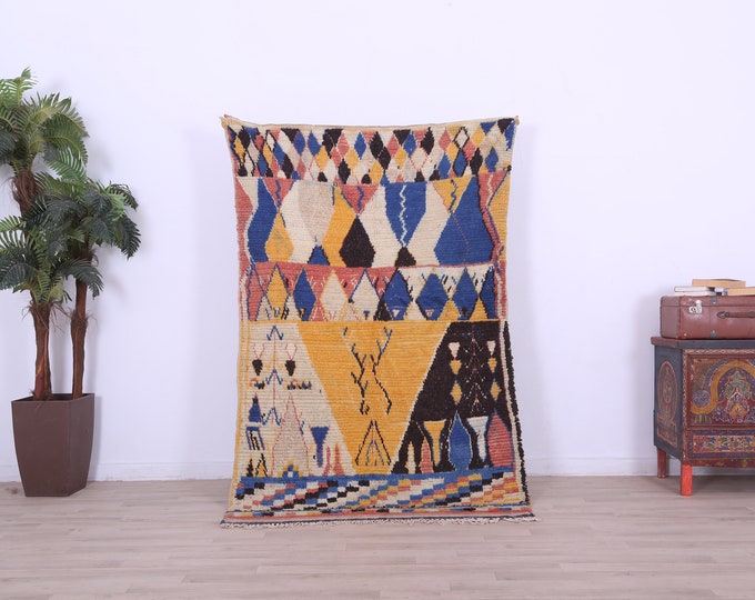 Vintage Moroccan rug,Colorful Rug,handmade rug, wool rug,antique rug, kitchen rug 6.2x4.1FT