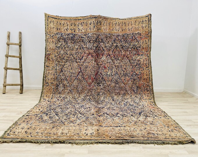 Vintage Moroccan Rug 7.1 x 9.7 FT-Handmade Morocco Rug-Faded Rug 298x218cm