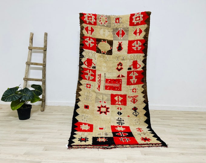 Amazing Moroccan Rug 6.8x3.4 FT,Berber Faded Rug,Vintage sheep wool Rug,Bohemian Tribal rug 6x3