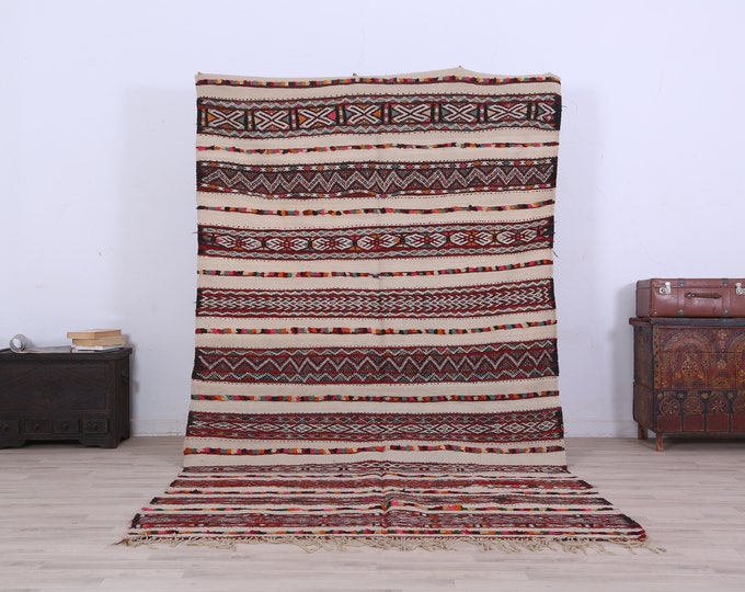 Handmade kilim rug, geometric kilim rug,Decorative kilim rug,moroccan kilim rug 9.7x5.5FT