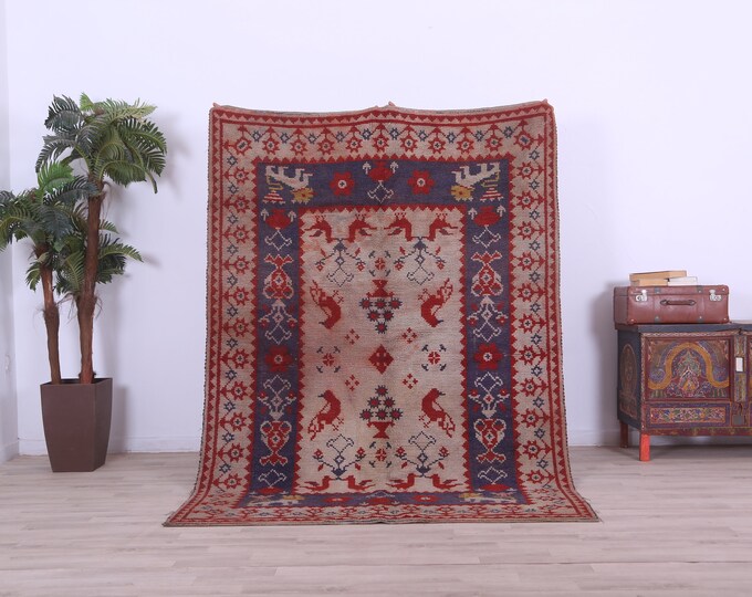vintage contemporary rug,Bohemain Rug,tribal rug berber rug, modern rug,7.6x5.4FT