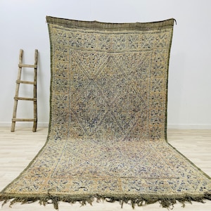 Moroccan Bohomian Rug-Vintage for livingroom-Handmade Wool Rug-Berber Chenanea Rug 10.4 x 5.7 FT/Free shipping