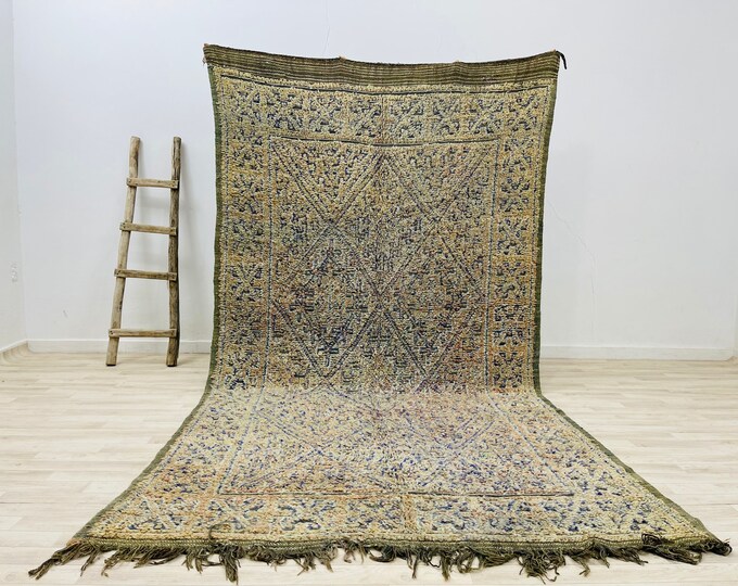 Moroccan Bohomian Rug-Vintage for livingroom-Handmade Wool Rug-Berber Chenanea Rug 10.4 x 5.7 FT/Free shipping
