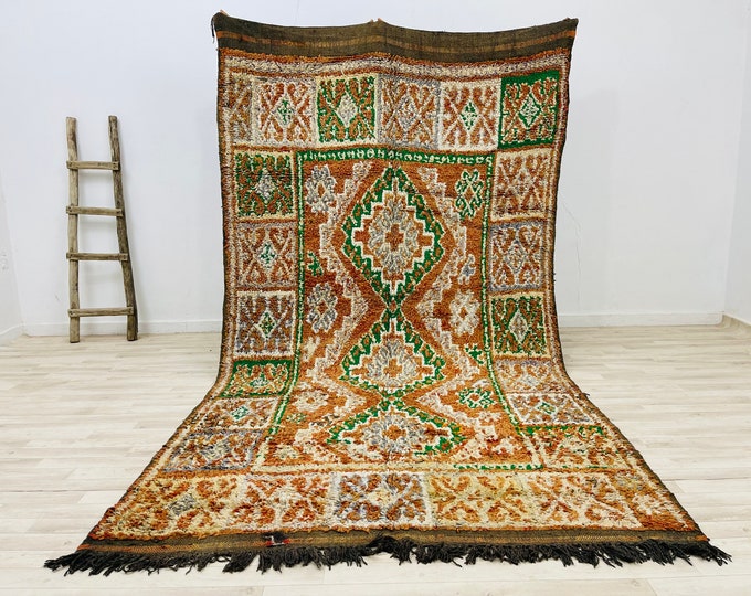 Berber wool rug Diamon rustic vintage Moroccan rug wool 10.6' x 6'