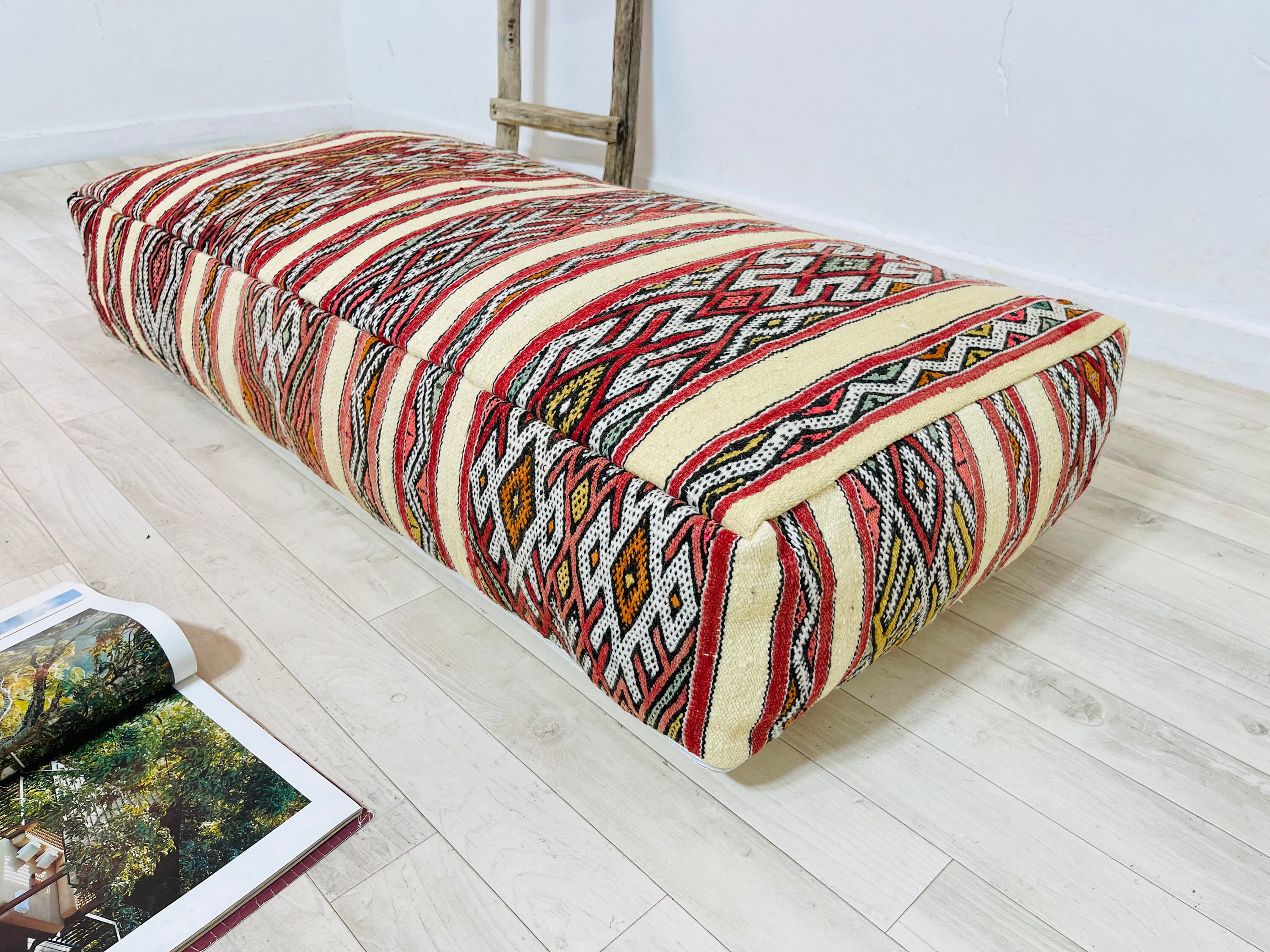 Amazing Colorful Kilim Pouf 48'24'8' Made From Morocco