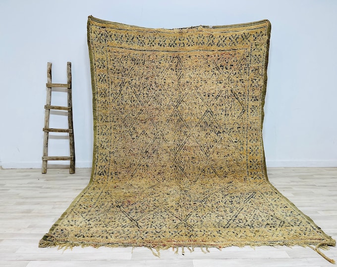9.5x6.5FT Vintage Moroccan Oxford Bleu Peach color Abrach Wool Rug Berber Style Rug  deal for livingroom,Bedroom,diningroom