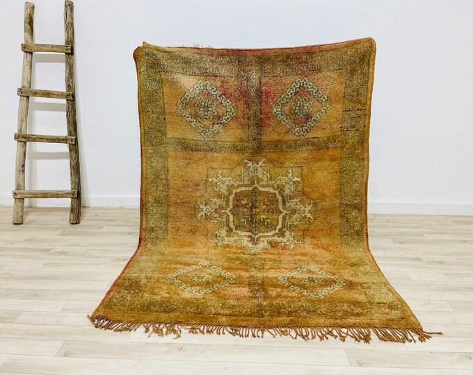 Moroccan Vintage Rug 6x4.2 FEET,Tribal Boho Wool Rug,Berber Wool Rug,Faded Abrach Rug,Area Rug,Handmade Rug,Handknotted Rug 183x129cm