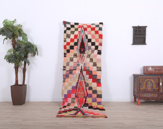 Moroccan colorful rug vintage art rug, boujaad carpet ,floor rug, office rug 8.5 FT x 2.7FT