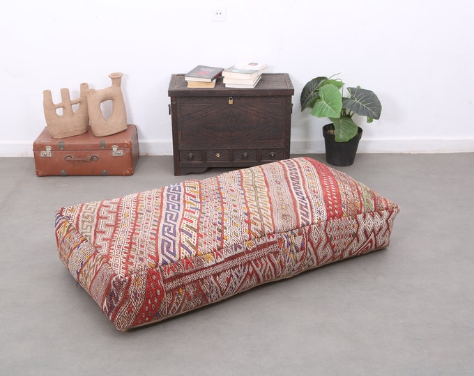 Amazing Rectangular pouf handmade kilim pouffe floor cushion Aprox 48" 24" 8"