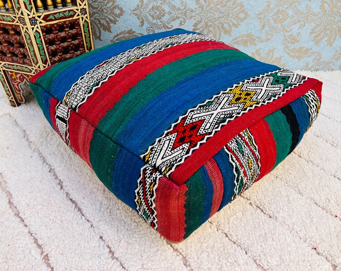 Amazing colorful floor cushions berber poufs stool covers ottoman  24" 24" 8" Inches