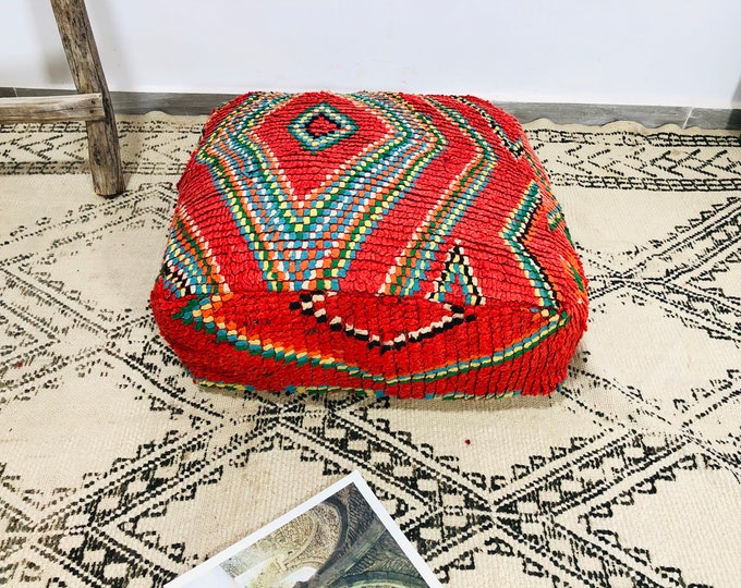 Gorgeous ottoman stool chair hand woven rug pouf seat cushion knot pouffe 24"24"8"freeshipping