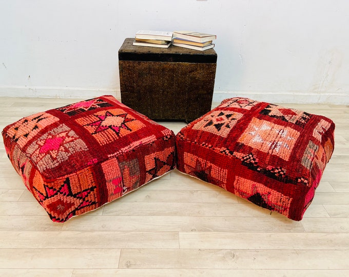 Amazing Moroccan Poufs Vintage Floor Cushion Handmade Pouffe Ottoman Chair 24" 24" 8"
