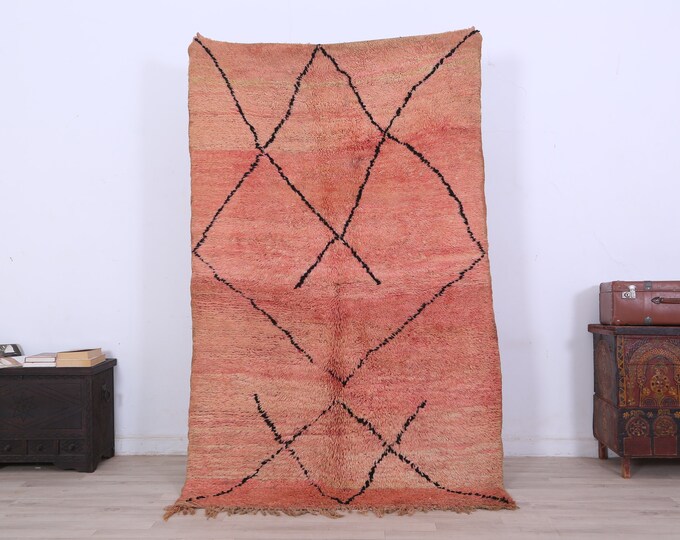 Amzing Berber rug Moroccan Vintage Boho Rug Faded Orange Rug 6.6 x 4.1 FT