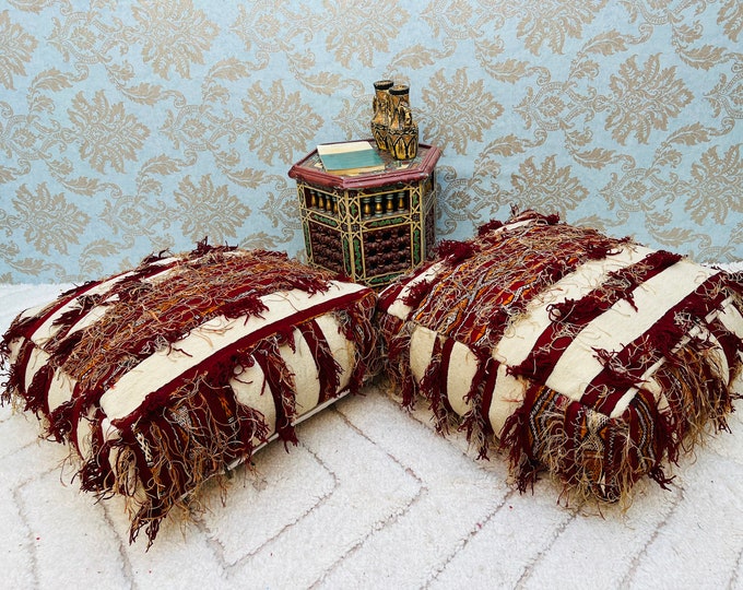 Moroccan colorful floor cushions berber poufs stool covers ottoman  24" 24" 8" Inches