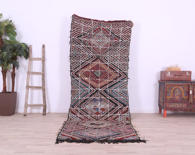 Moroccan kilim,Berber design kilim,Handwoven kilim,handmade flat woven,Tribal kilim 9.7x3.5FT