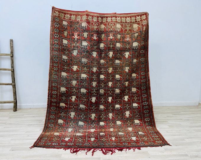 Gorgeous Vintage Rug Berber Tribal Rug Oriental Carpet Geometric Rug Traditional Design Rug 9.4 x 5.5 FT