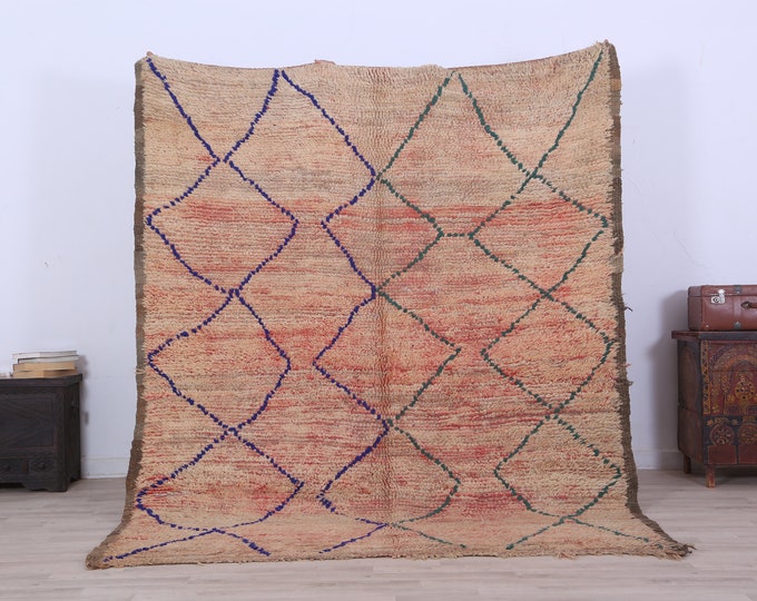 Large Moroccan Rug,Berber Wool Rug,Vintage Area Rug,Authentic Rug,Boho Berber Rug 7.5 x 6.0 FEET