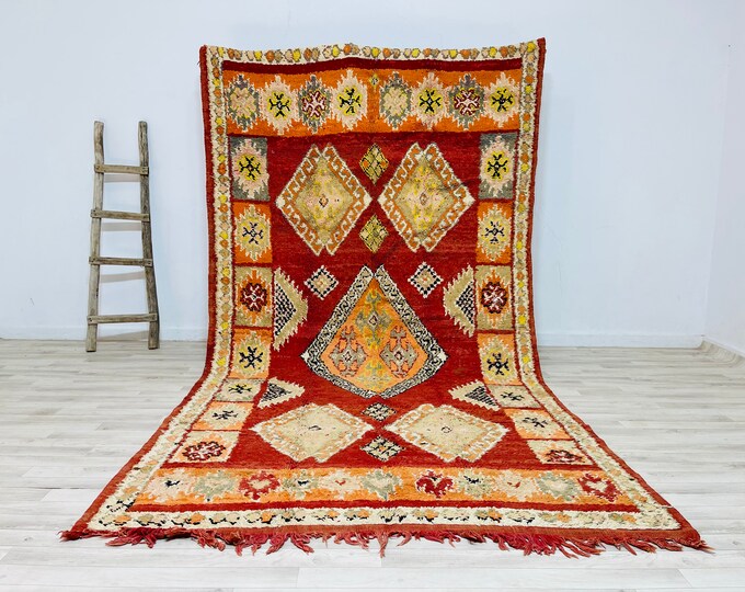 Fine Rug 7.5x6 Ft Vintage colorful Area rug for Modern living room