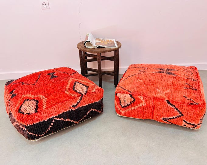 Amazing Moroccan floor cushions,Vintage square poufs,Ottoman pouf,Berber cushion 24" 24" 8" Freeshipping