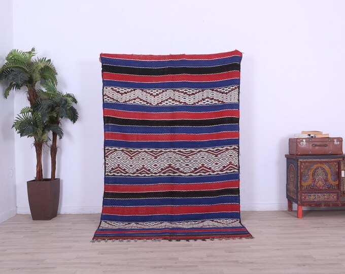 Amazing Kilim Rug,Berber kilim Rug,Handmade Flatwoven,Floor Kilim,Area Kilim Carpet 7.5x4.7FT