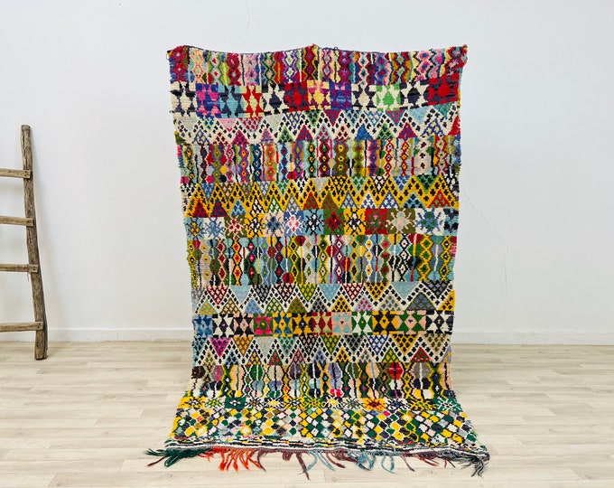Moroccan colorful rug handmade rug Berber rug home decor rug 7.4 x 4.6 FT