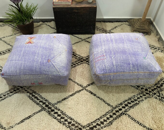 Moroccan pouf cover Ottoman chair pillows rug seat cushion Sabra rug 24"24"8" freeshipping