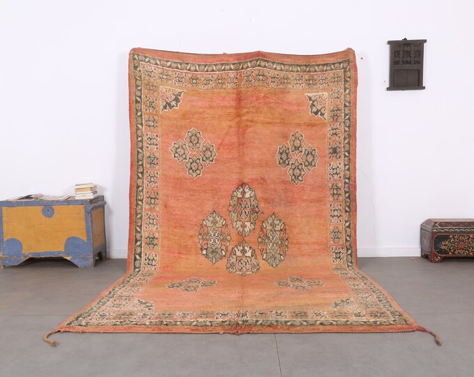 Vintage Berber Rug,bohemian Tribal Rug,Abstrac rug,Moroccan Boujaad 11ft x 6.2ft