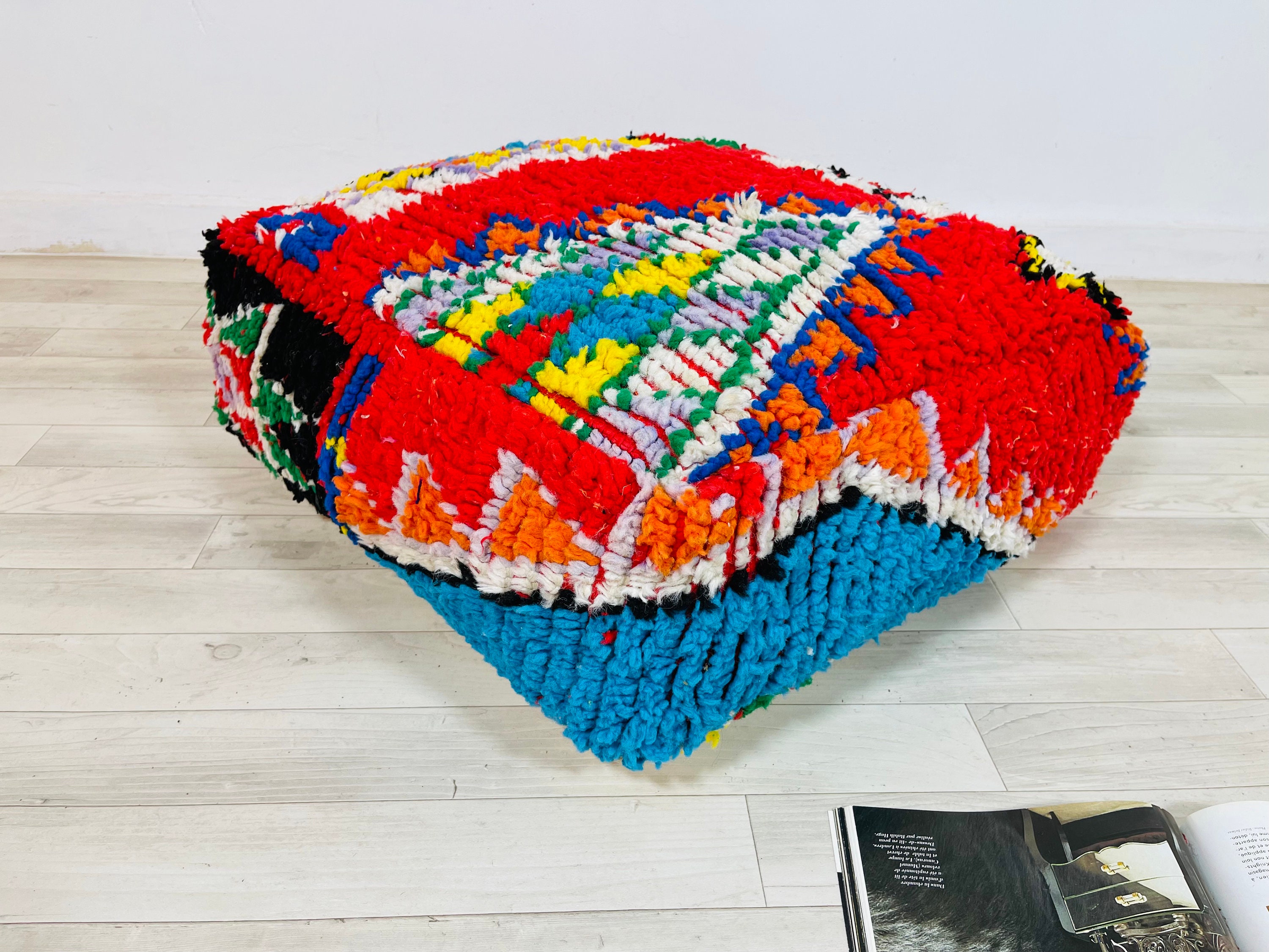 Colorful Pouf_Moroccan Pouf_Beanbag Pouf_Organic Pouf_Boho Pouffe_Tribe Pouf Ac440