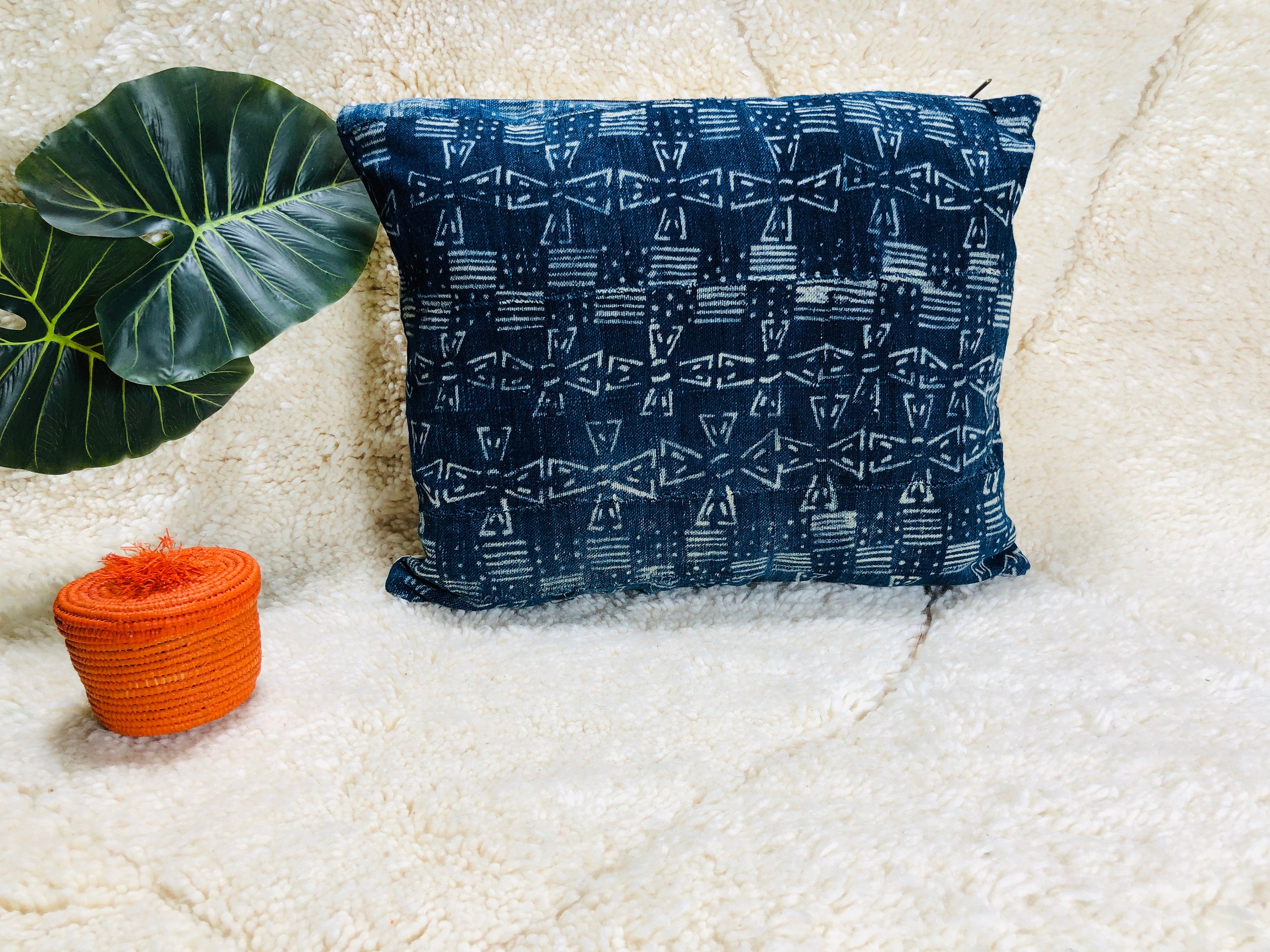 Bogolan Indigo Cushion, Pillow, Moroccan Pillow Covers , 40% Off Pillow Decorative For Bed, Rug Pill