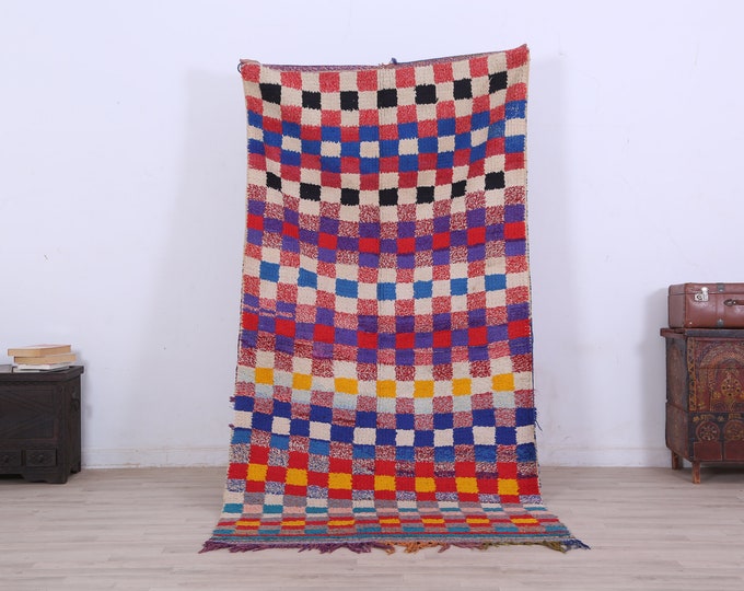 Vintage Maoroccan Rug Area Rug Colorfuf Rug 7.8 x 4 FT