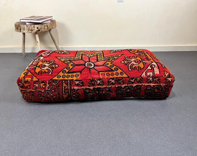Rectangulare floor cushion vintage floor pouf ottoman pouffe 48" x 24" x 8" FREE SHIPPING